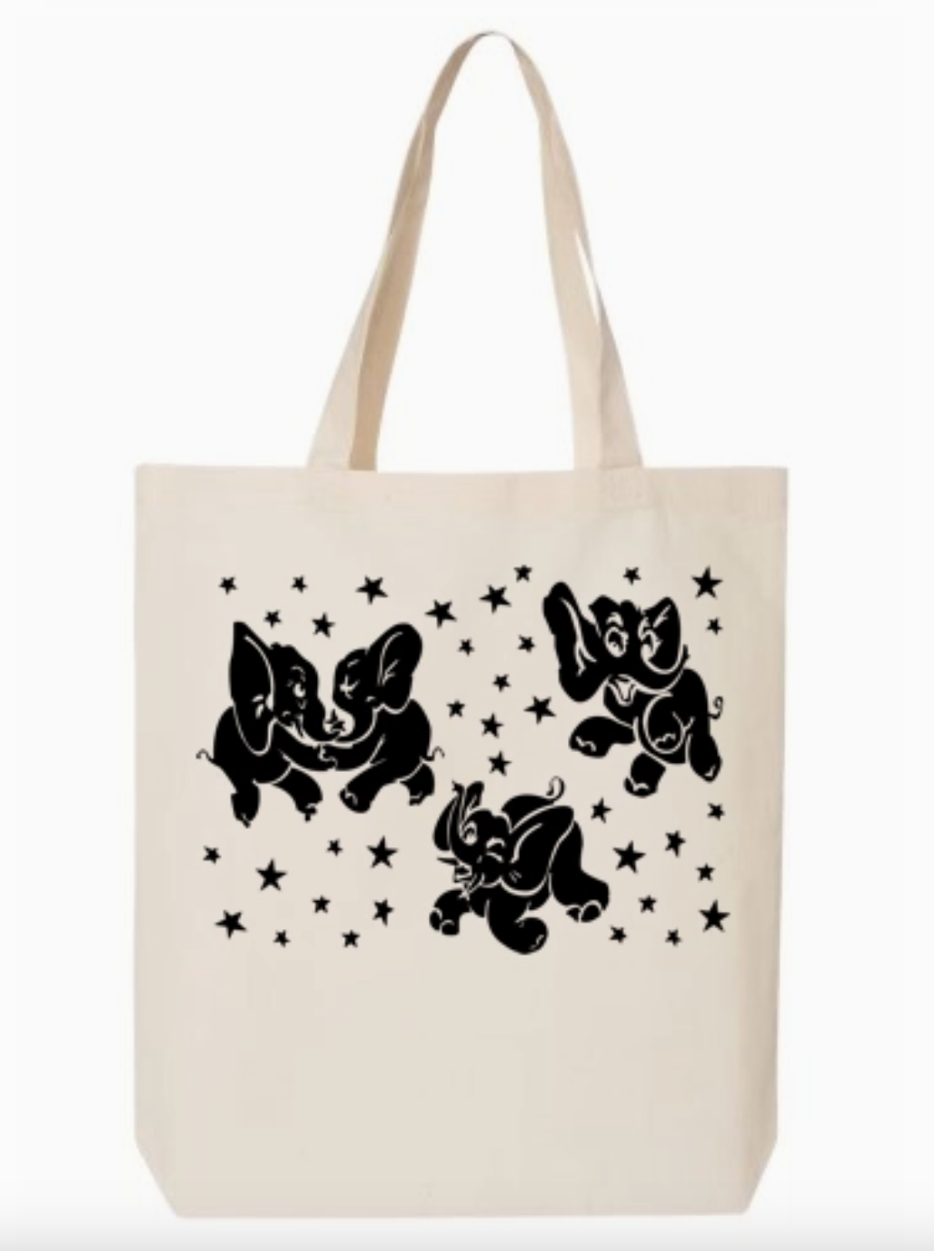 Black Dancing Elephants Carry-All Tote