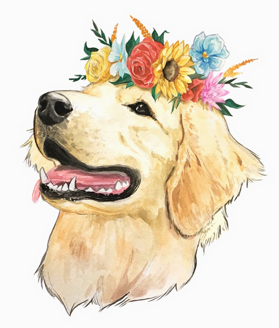 Flower Crown Golden Retriever Sticker