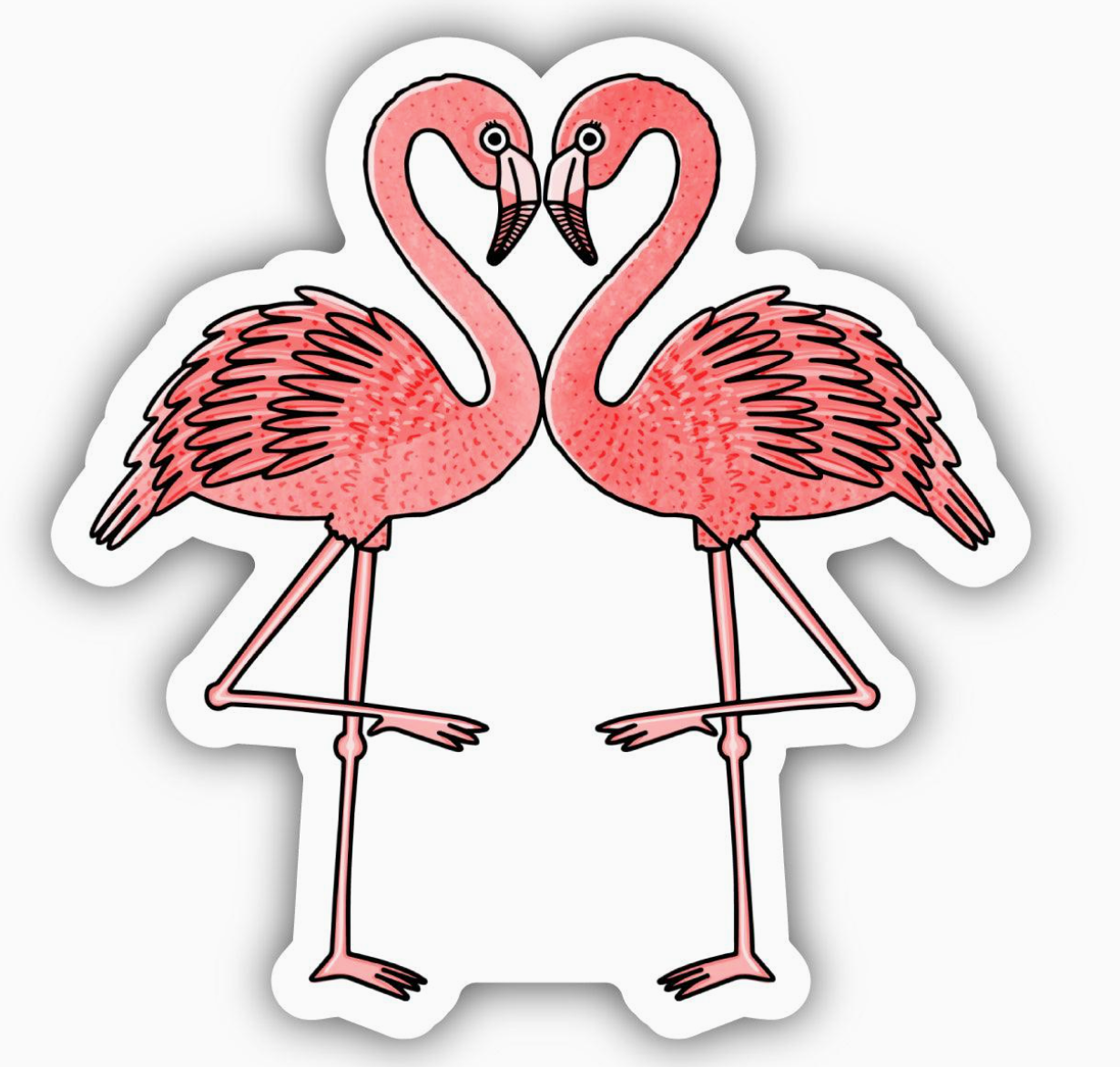 Pink Flamingos Heart Sticker