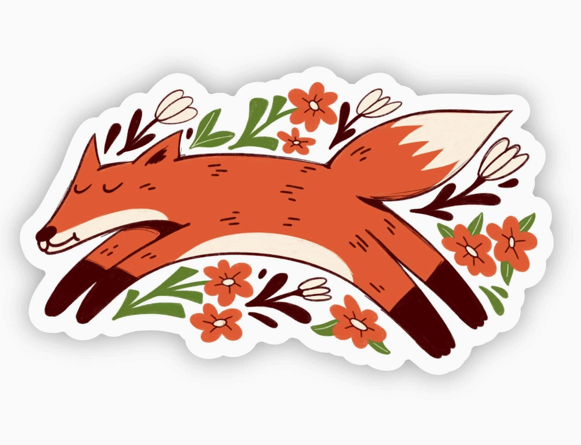 Fox Floral Sticker